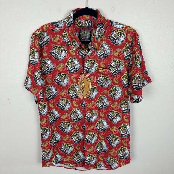 Dixxon Shirt Mens Sz S Red Sausage Fest Button Up Party Flannel Company Wicking - Picture 1 of 4